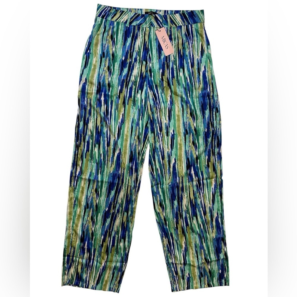 Micas Dress Pants Women’s XL Silky Colorful Wide Leg High Rise Pockets Classy